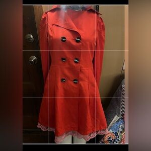 Women's Red Double-Breasted Coat